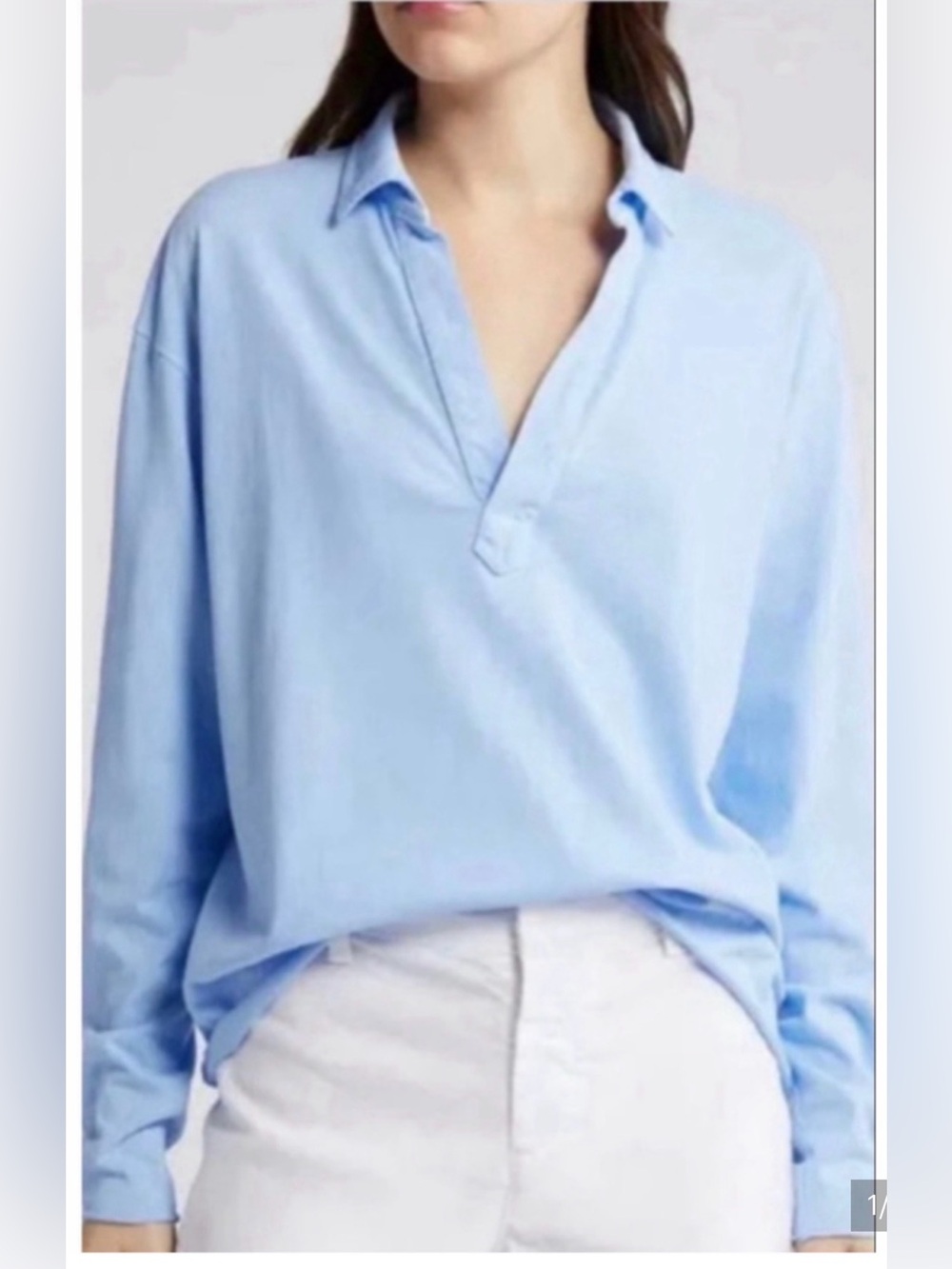 🆕 Frank & Eileen Patrick Popover Henley in light blue - Picture 2 of 5